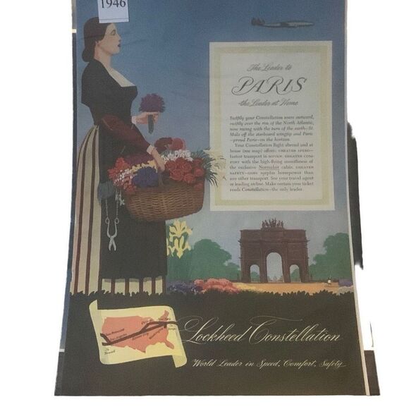 Vintage 1946 Lockheed Constellation The Leader to Paris Ad Advertisement - Picture 4 of 4